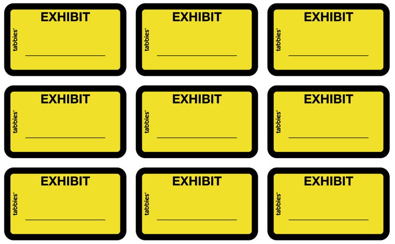 Tabbies Legal Exhibit Labels  Label: 1-5/8""W x 1"" H  Sheet: 5-1/4""W x 3-1/4""H  Yellow Exhibit 252 Labels/Pack (58090) - Image 2